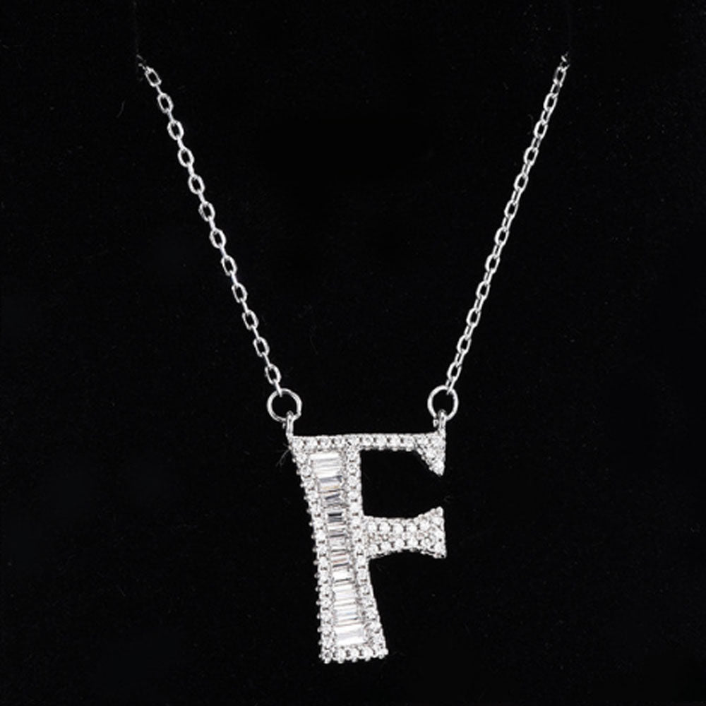women blinged out hot fashion 925 sterling silver with cubic zircon 26 initial capital letter charm pendant chain necklace jewelry