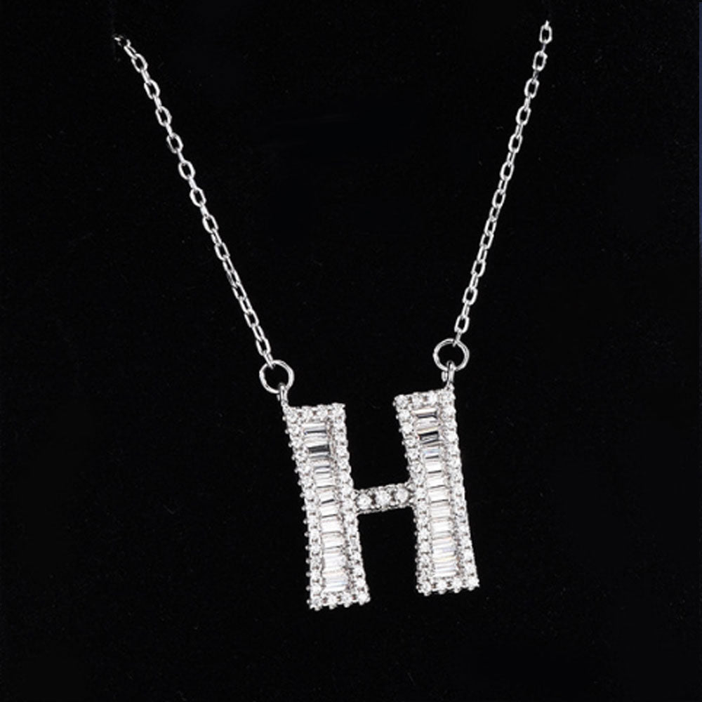 women blinged out hot fashion 925 sterling silver with cubic zircon 26 initial capital letter charm pendant chain necklace jewelry