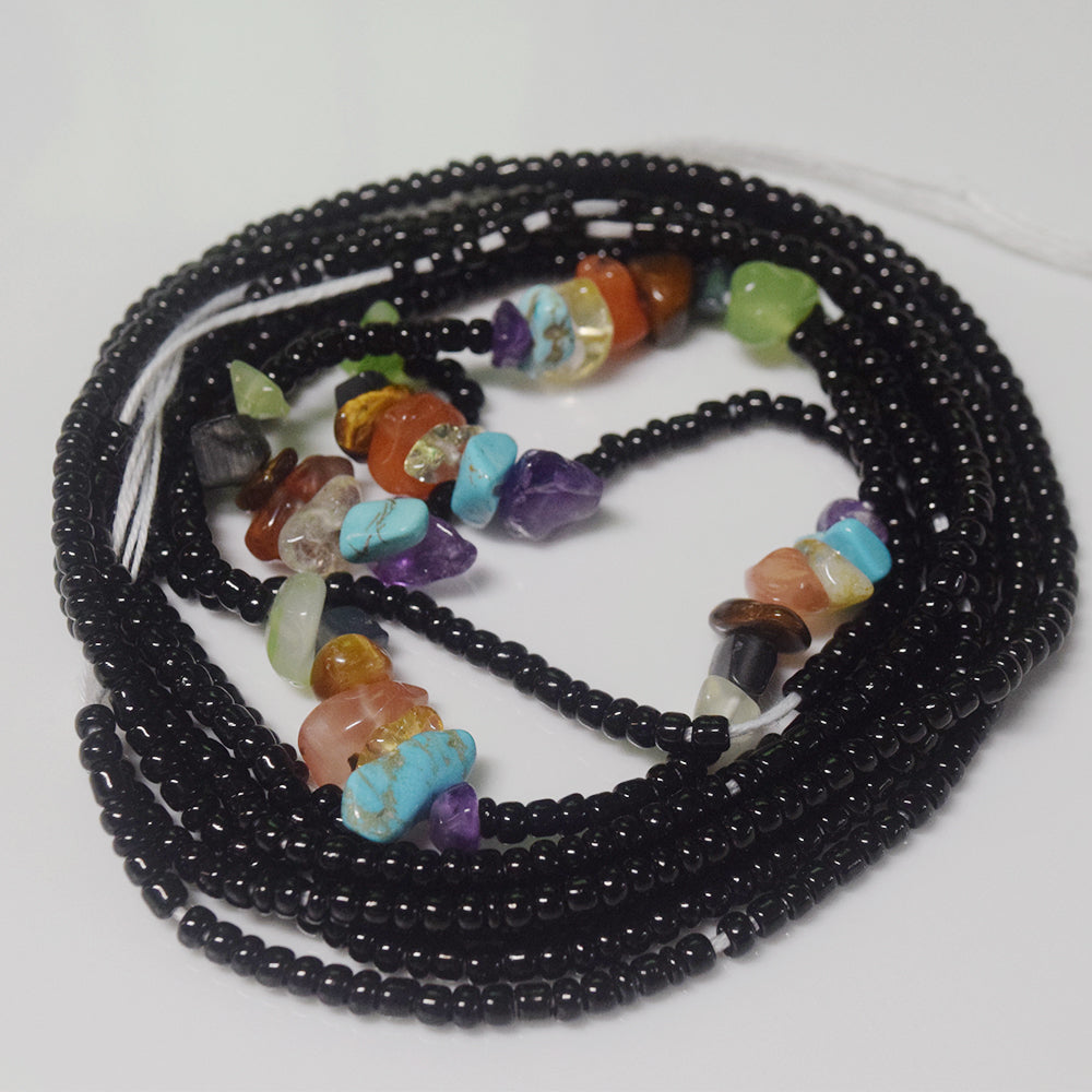 african dancing adjustable bulk tie on 7 chakra natural gem stone crystal waist beads cotton with clasp belly chain for women
