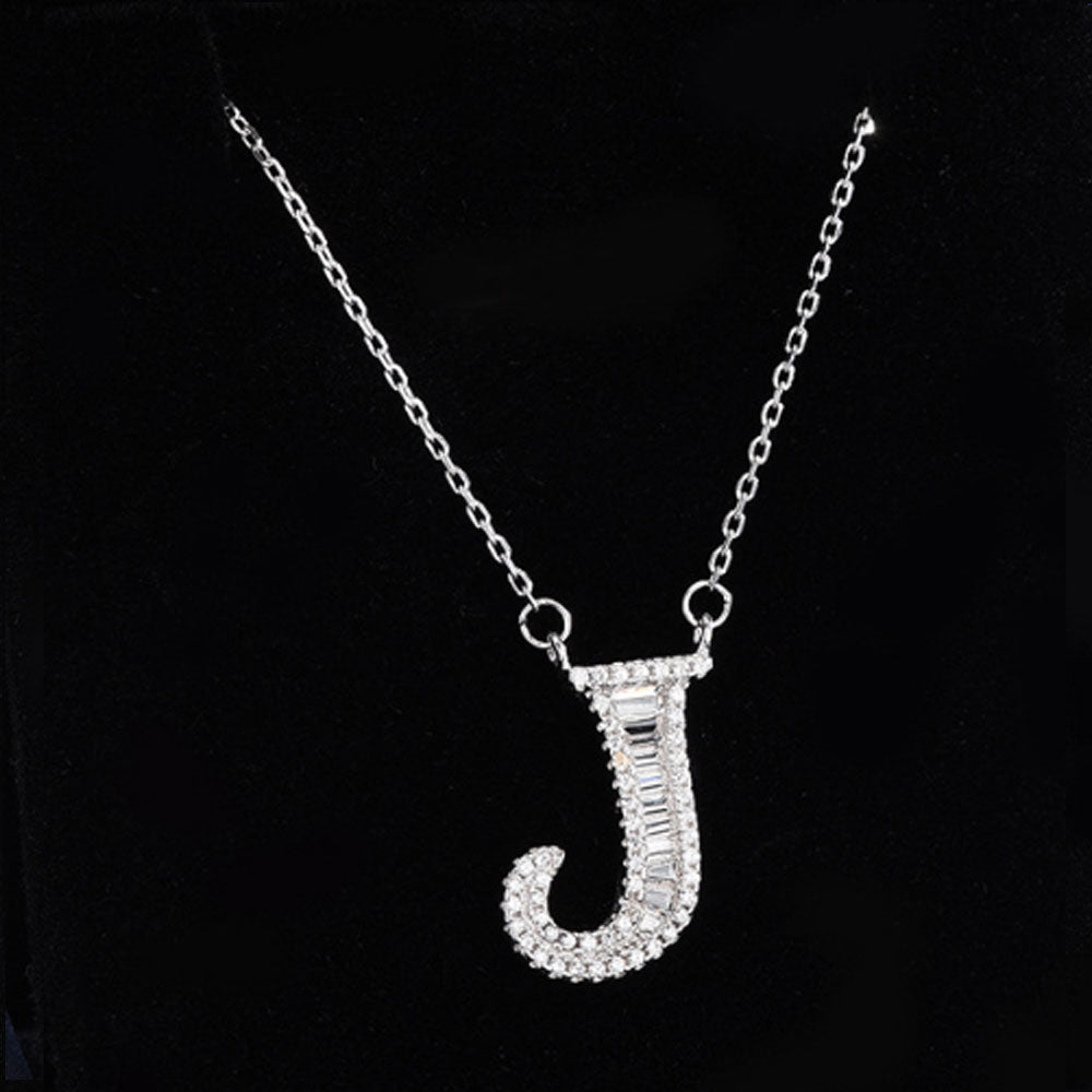 women blinged out hot fashion 925 sterling silver with cubic zircon 26 initial capital letter charm pendant chain necklace jewelry