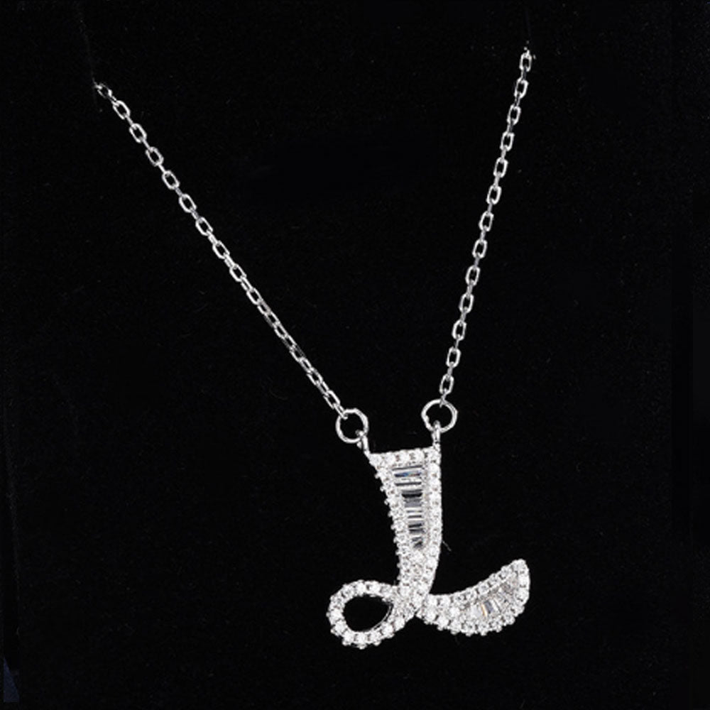 women blinged out hot fashion 925 sterling silver with cubic zircon 26 initial capital letter charm pendant chain necklace jewelry