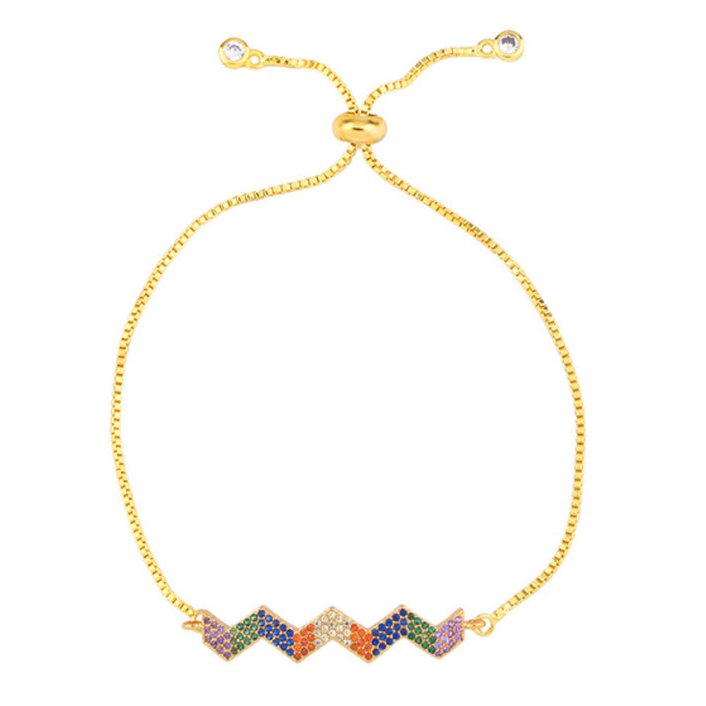 fashion cubic zirconia beads paving blue d-evil eye bracelet women adjustable