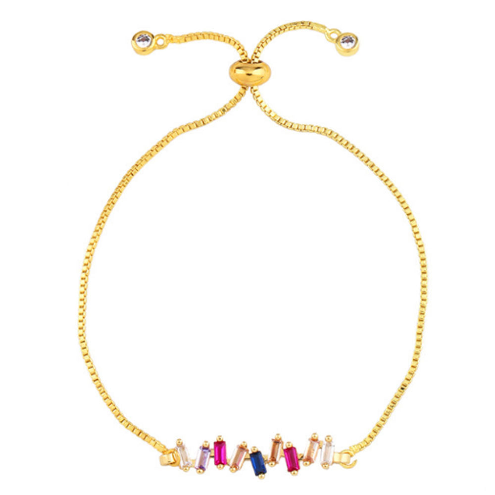 fashion cubic zirconia beads paving blue d-evil eye bracelet women adjustable