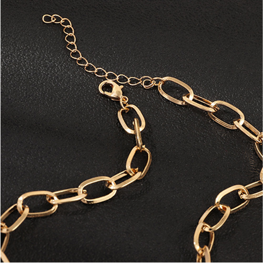 brass alloy fashion women ladies trendy bling rhinestone chunky thick necklace chain choker