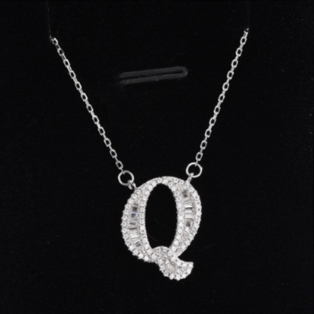 women blinged out hot fashion 925 sterling silver with cubic zircon 26 initial capital letter charm pendant chain necklace jewelry