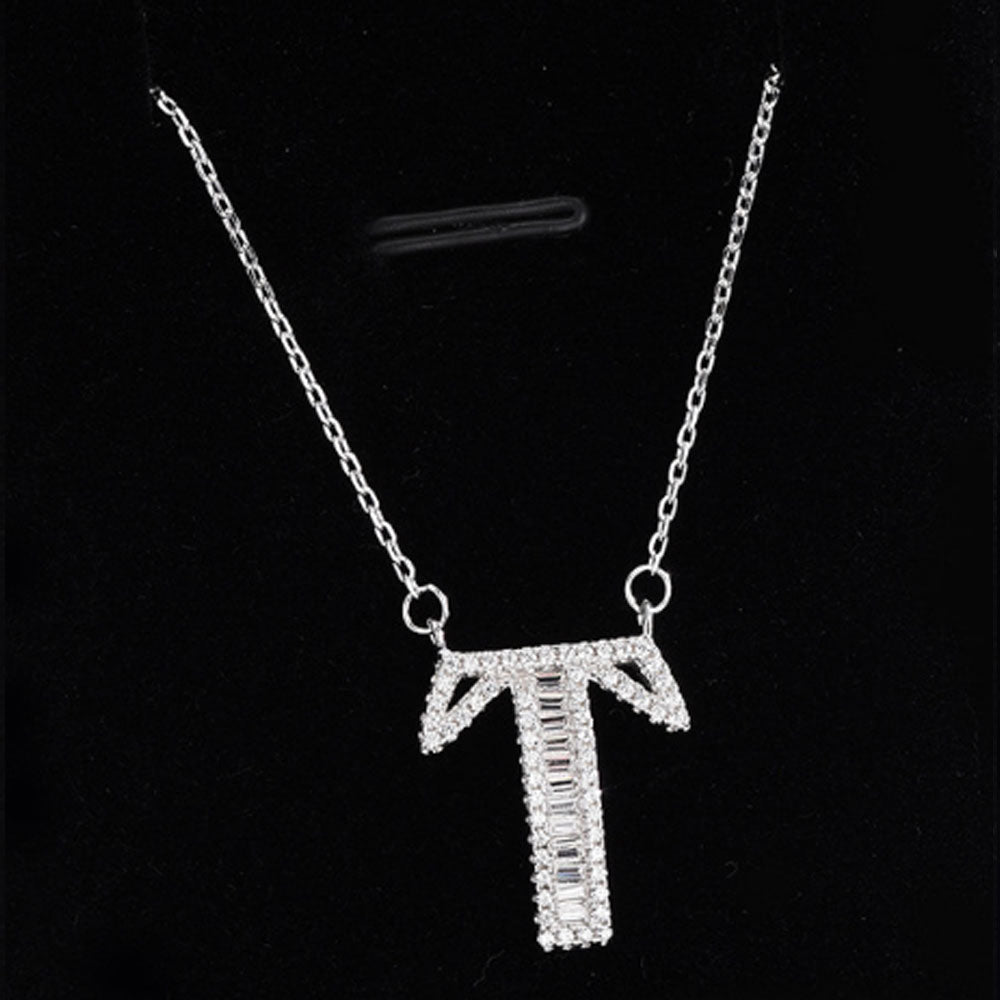 women blinged out hot fashion 925 sterling silver with cubic zircon 26 initial capital letter charm pendant chain necklace jewelry
