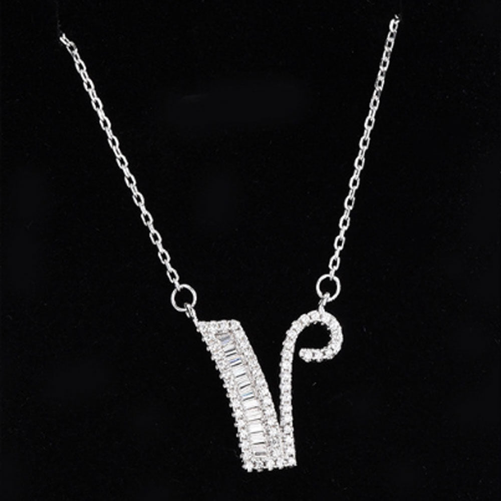 women blinged out hot fashion 925 sterling silver with cubic zircon 26 initial capital letter charm pendant chain necklace jewelry