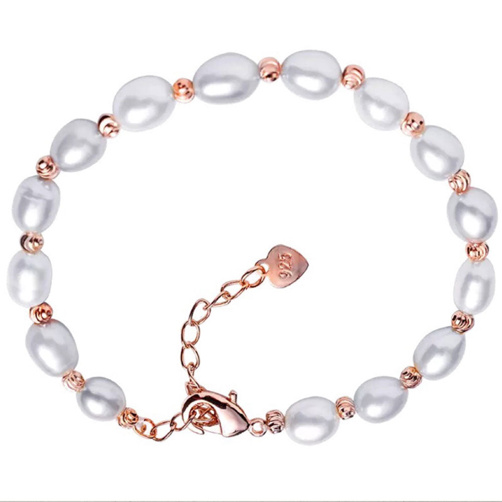 fashion trendy handmade real natural white fresh water cultured pearl bracelet with beads jewelry