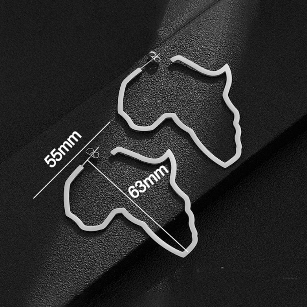 stainless steel dangling big african map gold silver earrings jewelry women