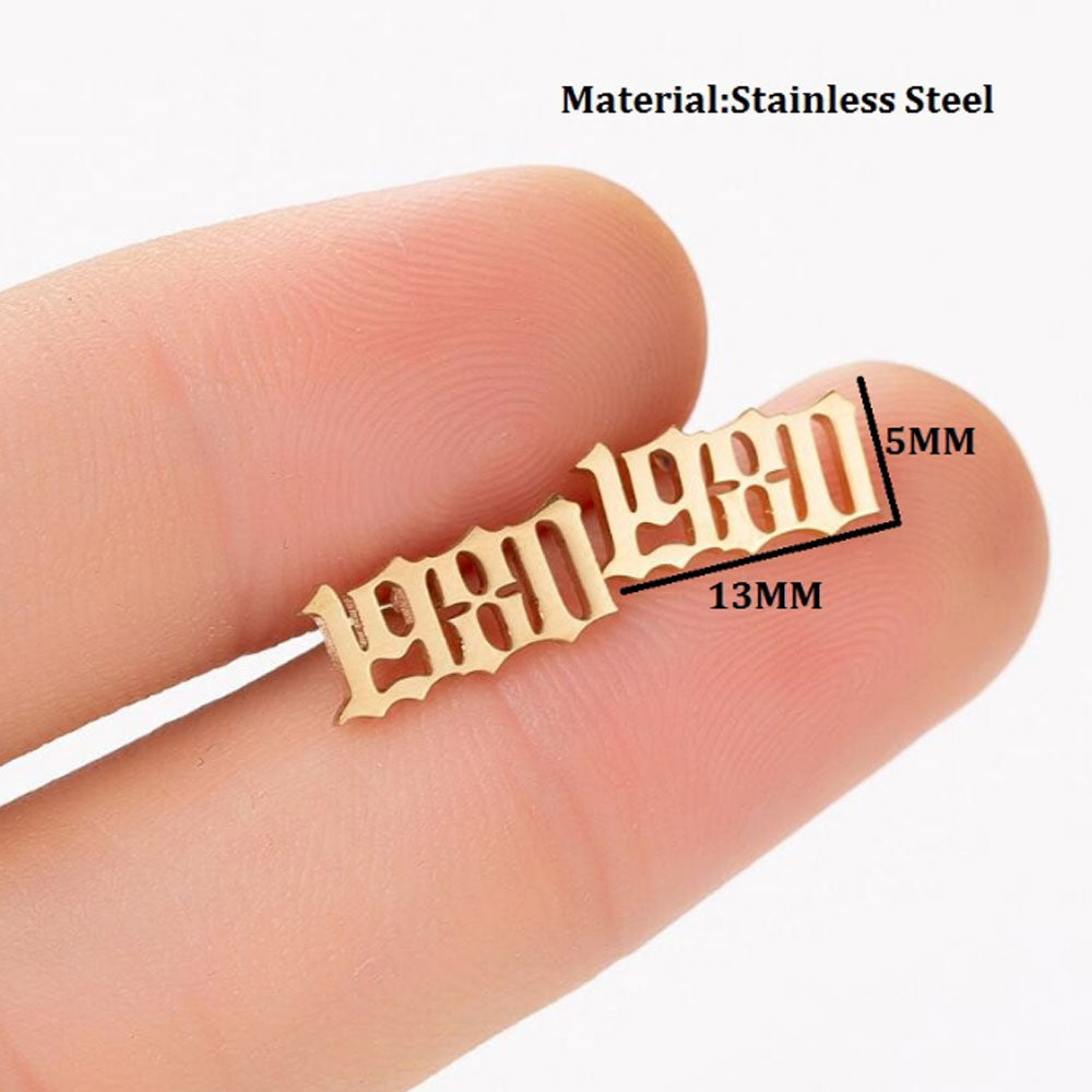 fashion women silver color year earrings jewelry earring stainless steel ear stud