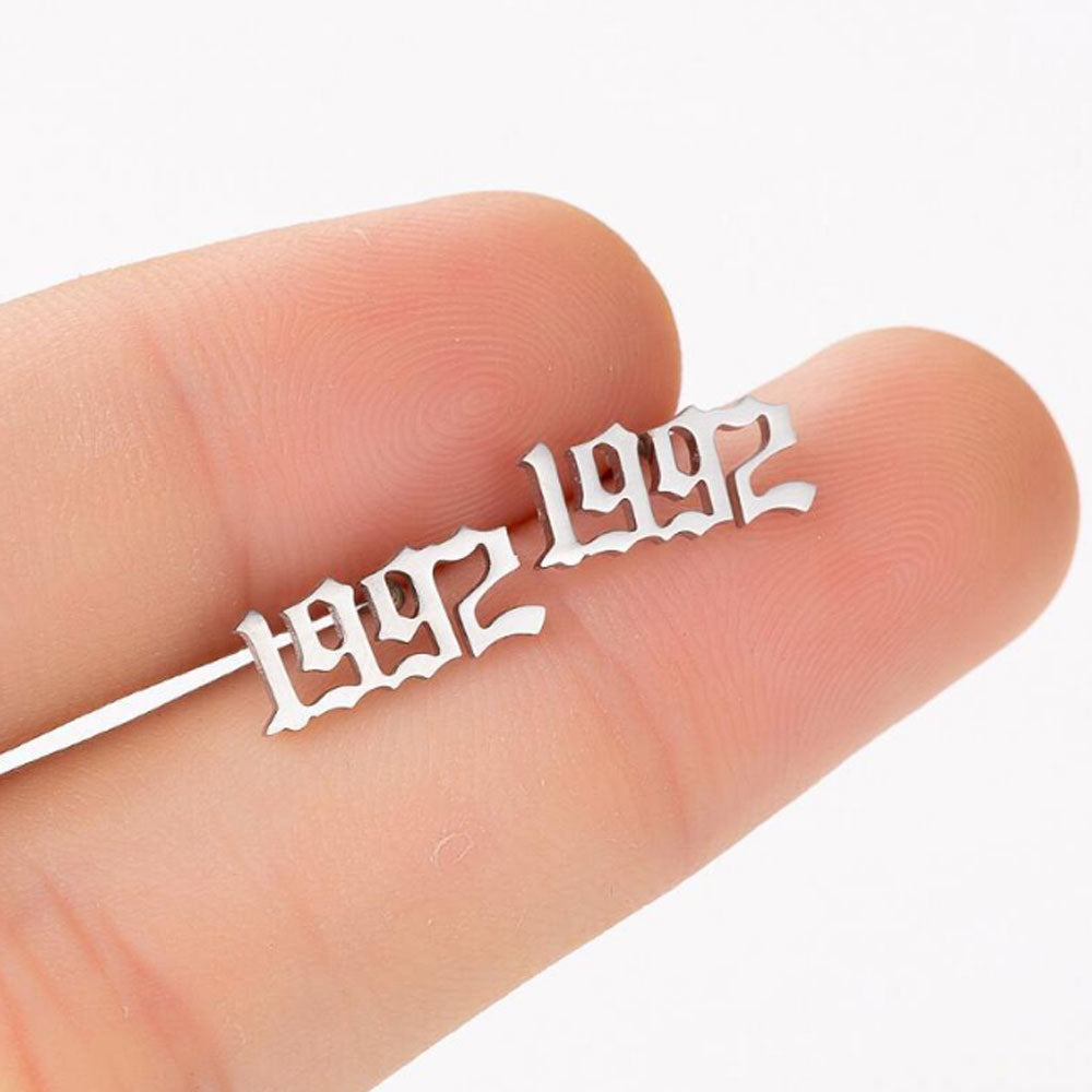 fashion women silver color year earrings jewelry earring stainless steel ear stud