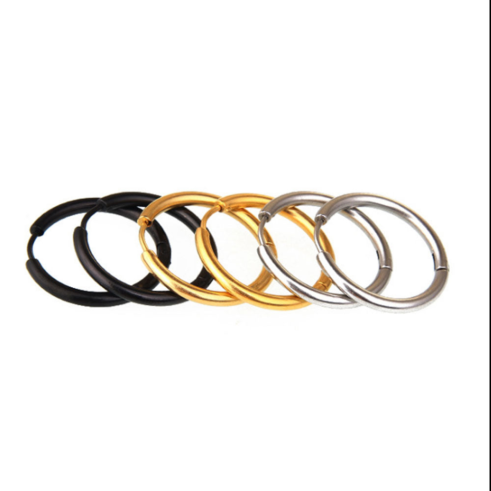 men's black silver and gold cartilage small stainless steel huggie hoop earring jewelry for women men