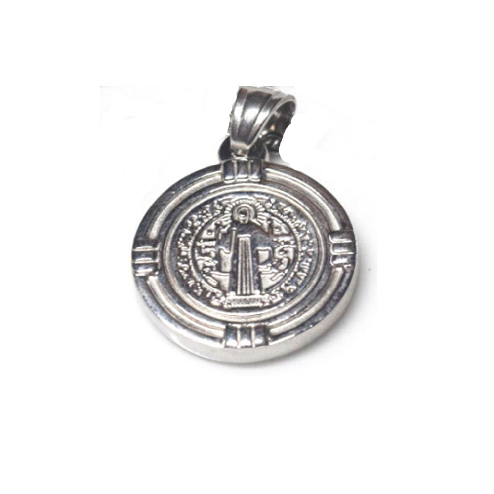 fashion trendy men's stainless steel silver and gold with st benedict medal pendant necklace jewelry