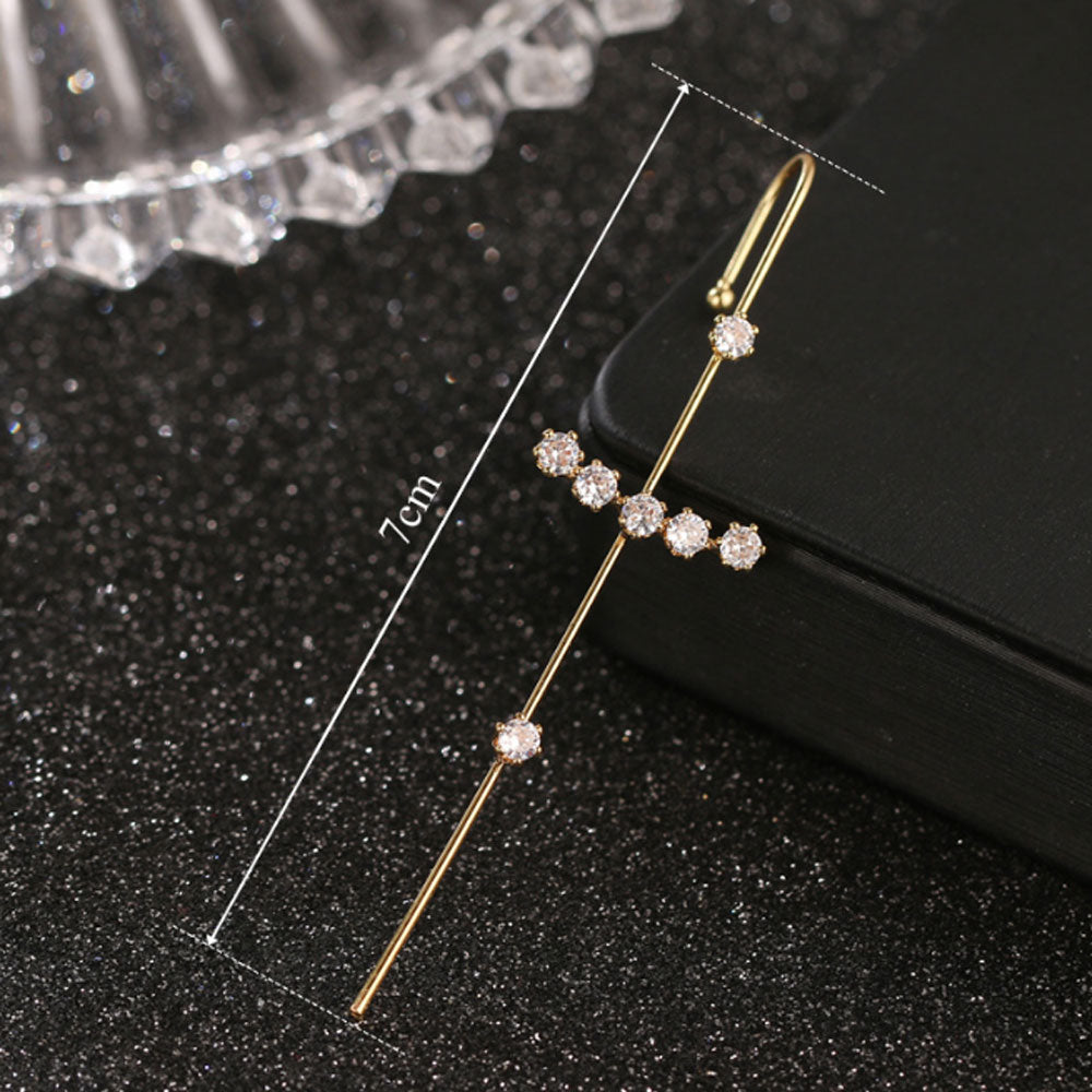 brass needle ear wrap crawler hook earrings climber silver and gold colors women