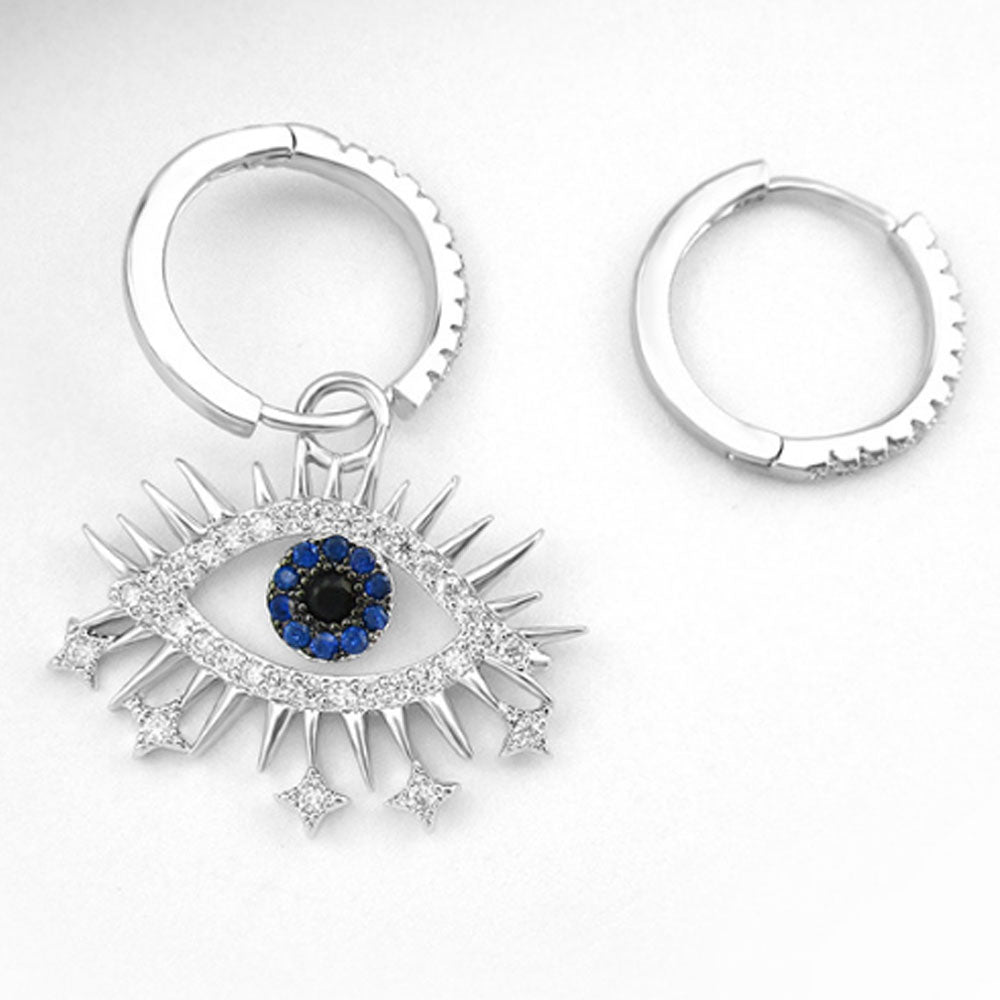 korea rhinestone beads paving turkish d-evil eye pendant dangle drop hoop huggie earrings cute jewelry women