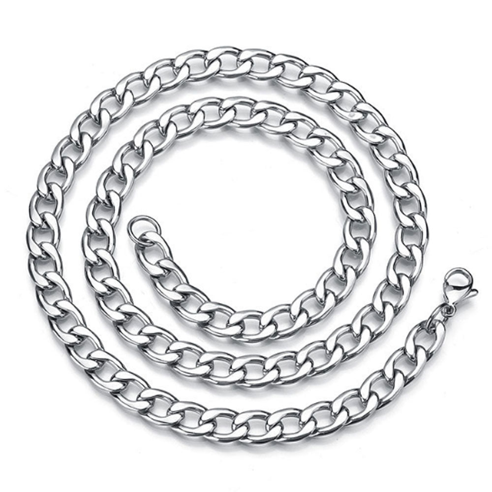 3mm 5mm and 7mm wide stainless steel cuban link chain necklace jewelry
