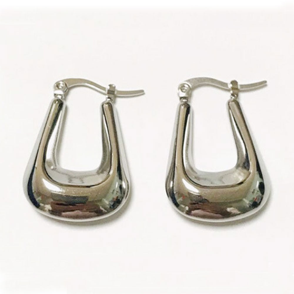 baby girl large thick plain stainless steel hollow dangle hoop earrings18k gold plated women earring jewelry