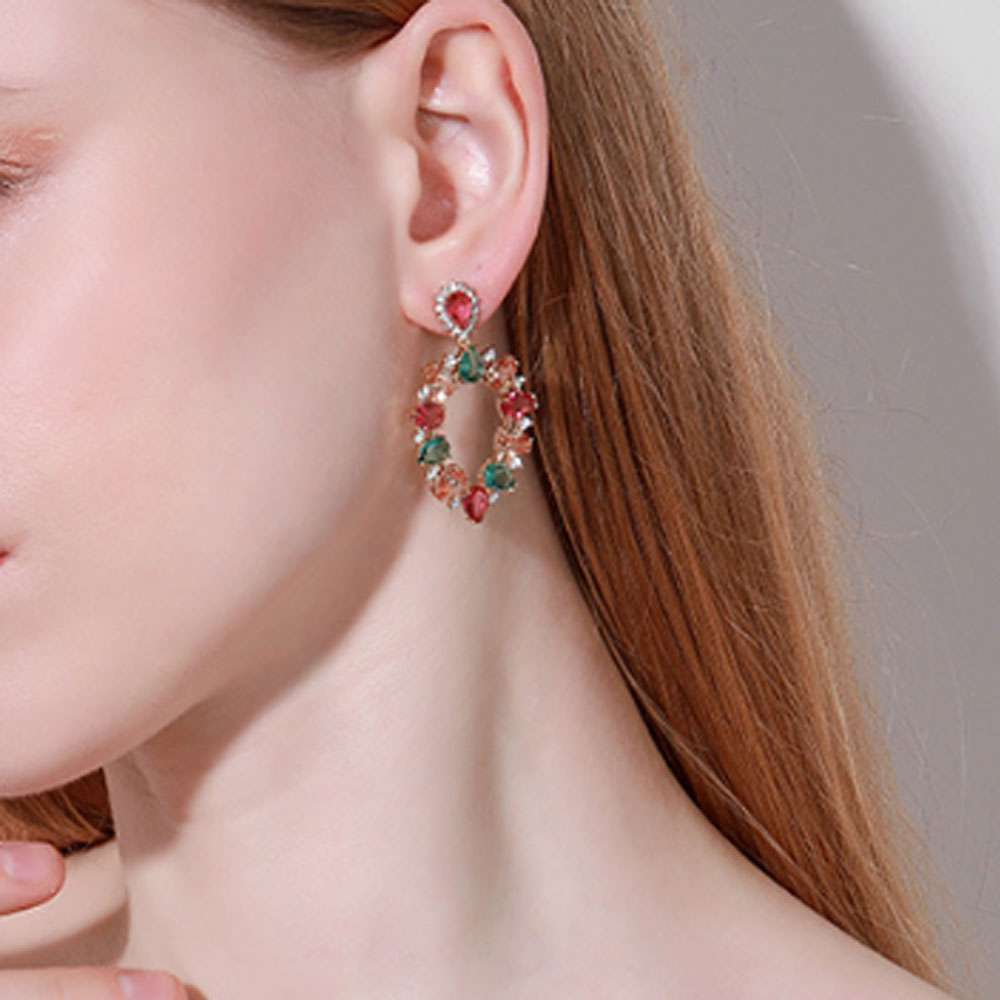 colorful cz cubic zirconia dangle earrings women