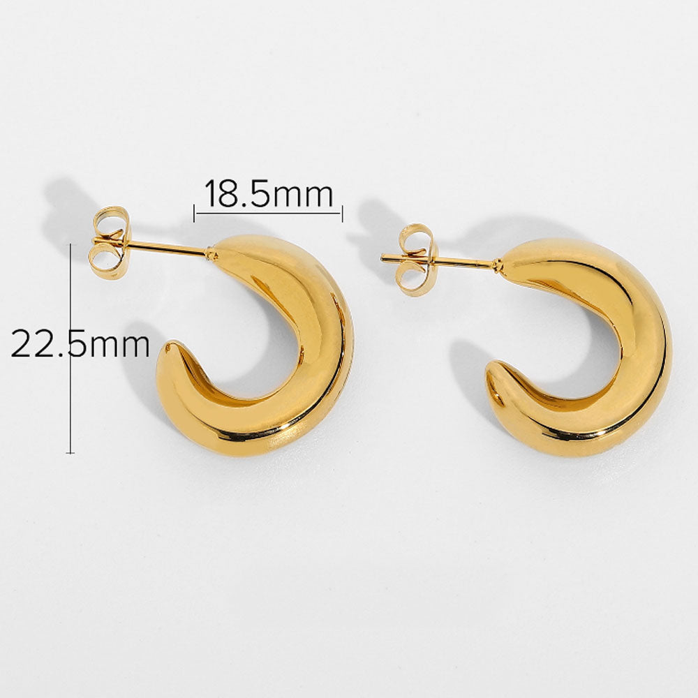baby girl large thick plain stainless steel c half hoop earrings 18k gold plated women earring jewelry