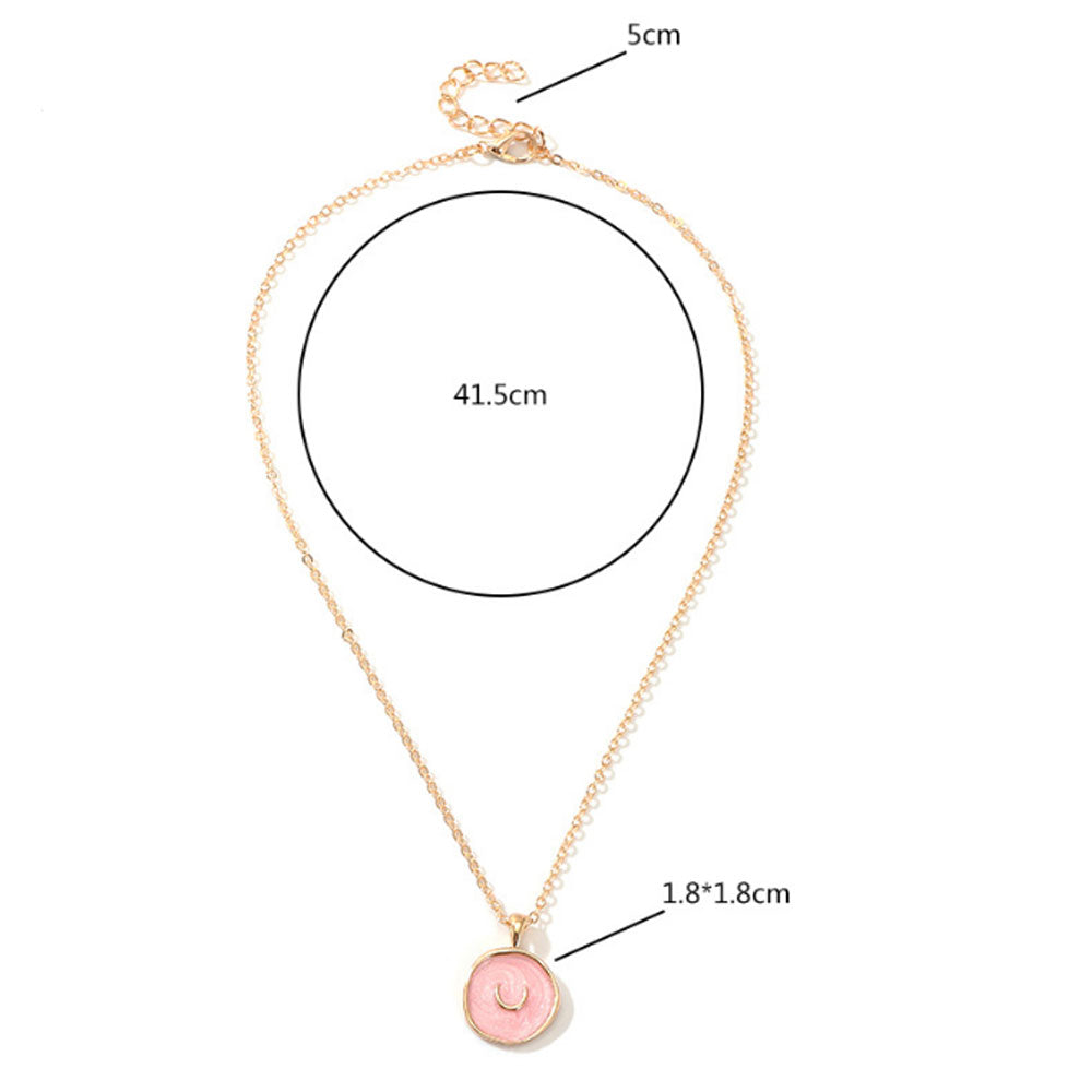 Alloy moon star five pointed star lightning modern enamel medal coin necklace