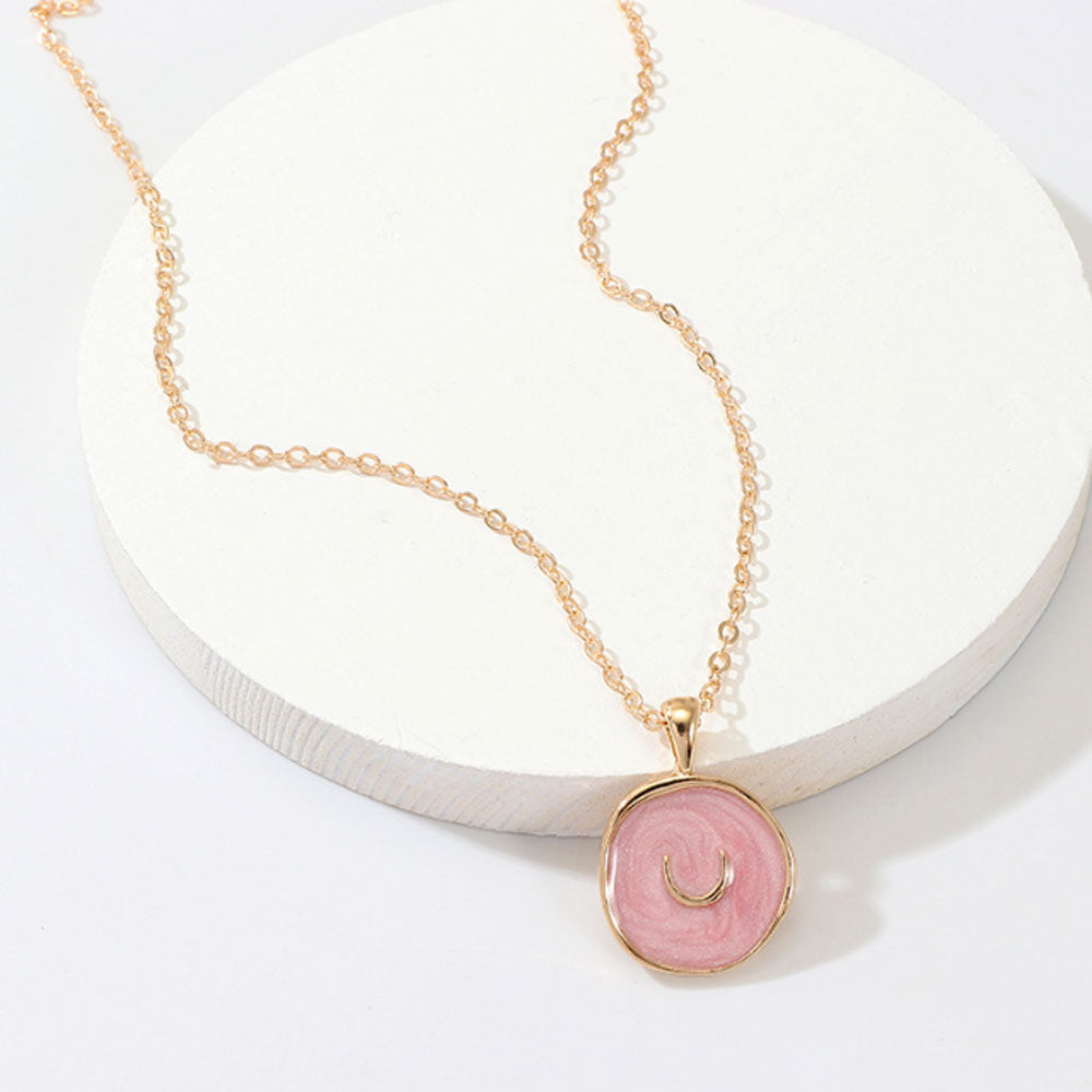 Alloy moon star five pointed star lightning modern enamel medal coin necklace