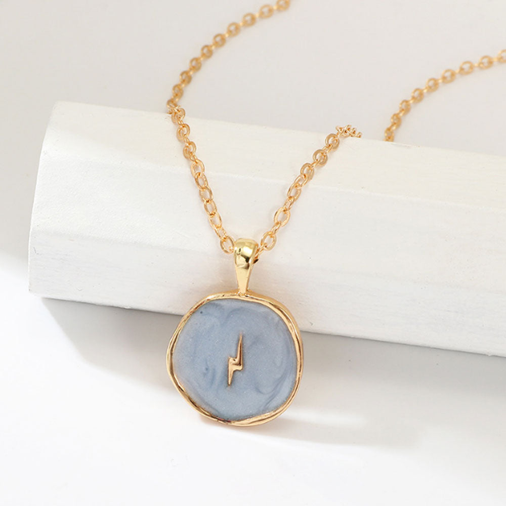 Alloy moon star five pointed star lightning modern enamel medal coin necklace