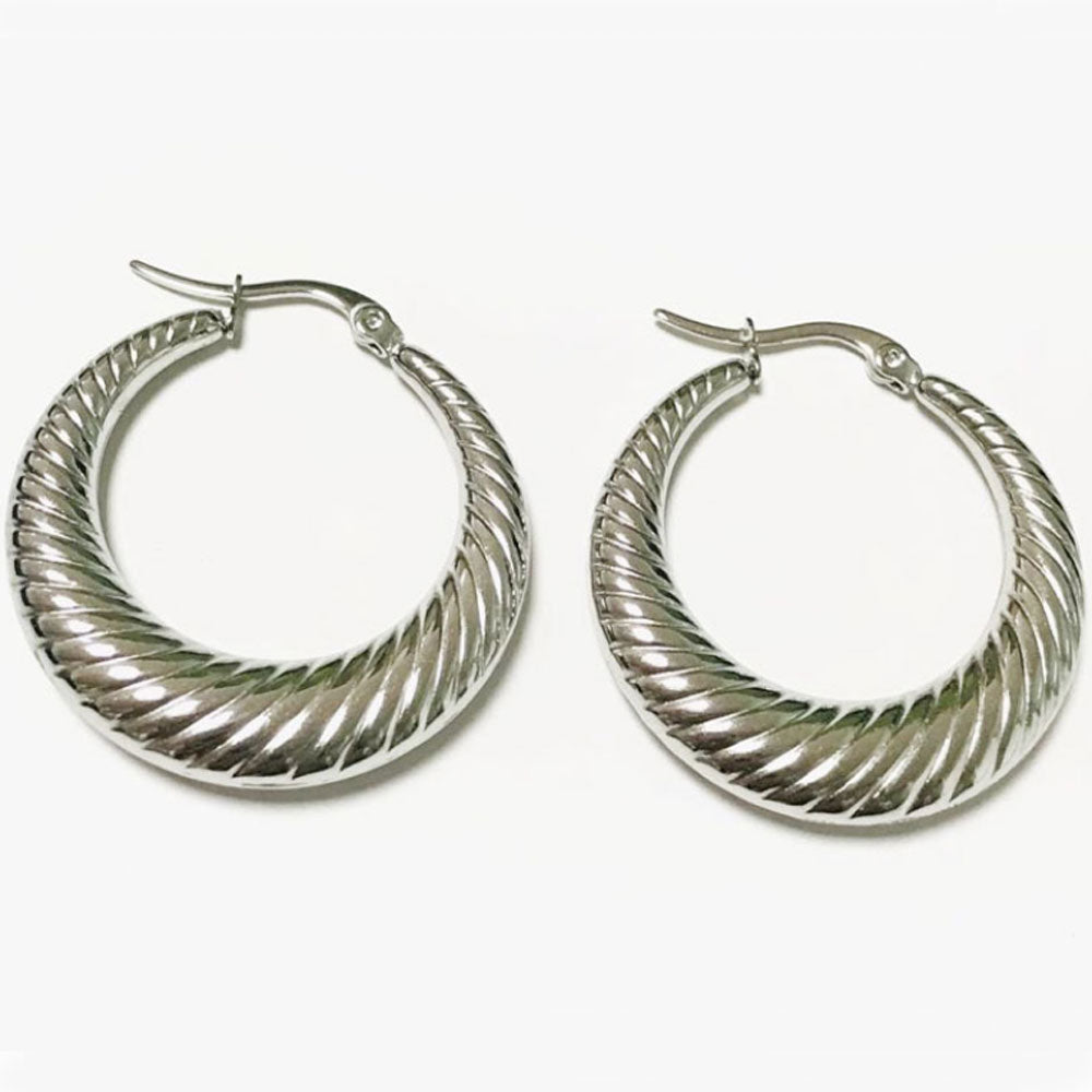 baby girl large thick plain stainless steel chunky crossaint swirl hoop earrings18k gold plated women earring jewelry