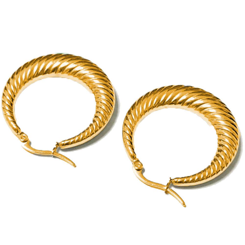 baby girl large thick plain stainless steel chunky crossaint swirl hoop earrings18k gold plated women earring jewelry