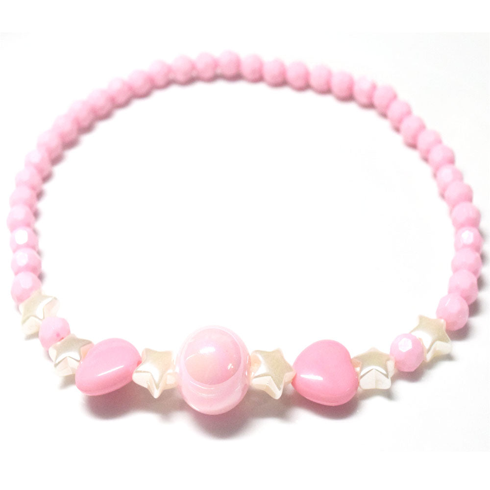 pink acrylic beads beaded little toddler girls' kids children butterfly bowknot necklace and bracelet set accessories jewelry
