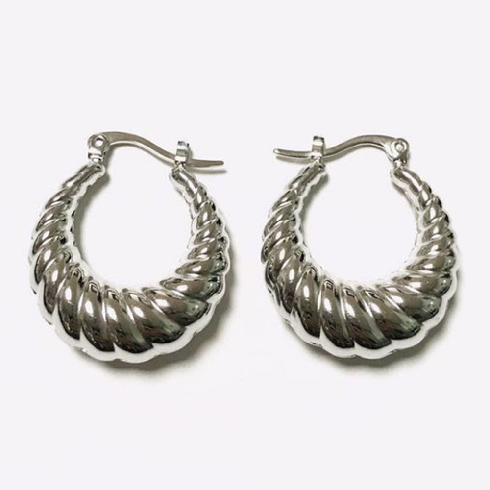 baby girl large thick plain stainless steel crossaint hoop earrings18k gold plated women earring jewelry