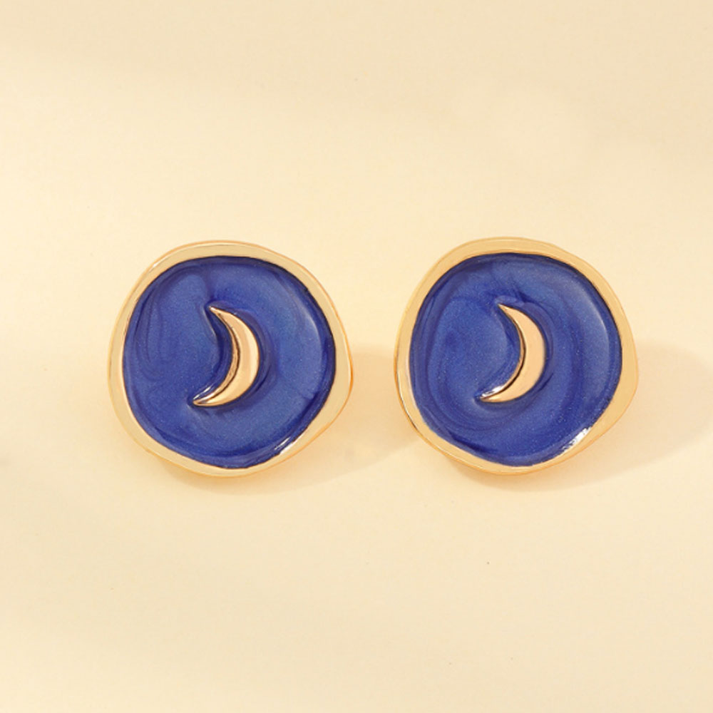 korean moon star lightning five pointed enamel stud earrings jewelry on sale