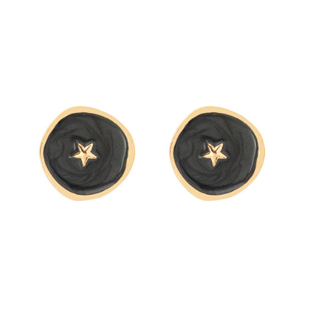 korean moon star lightning five pointed enamel stud earrings jewelry on sale