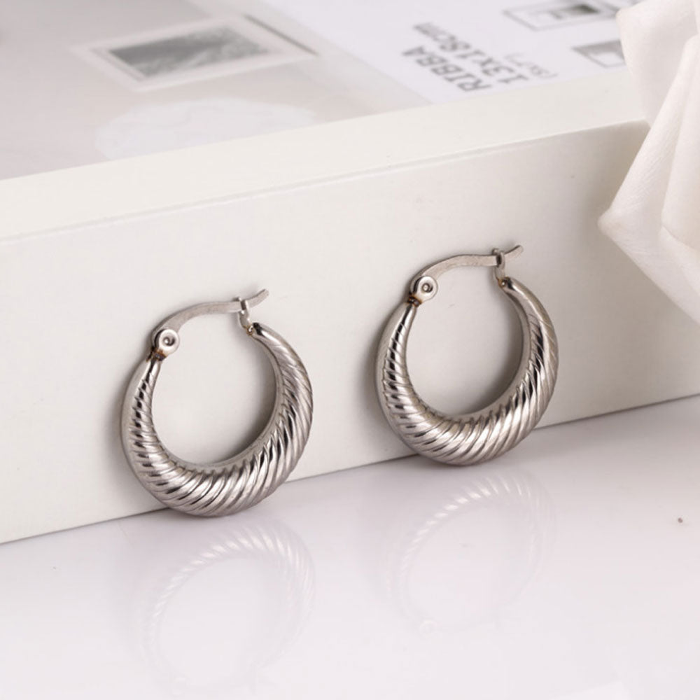baby girl large thick plain stainless steel chunky crossaint swirl hoop earrings18k gold plated women earring jewelry