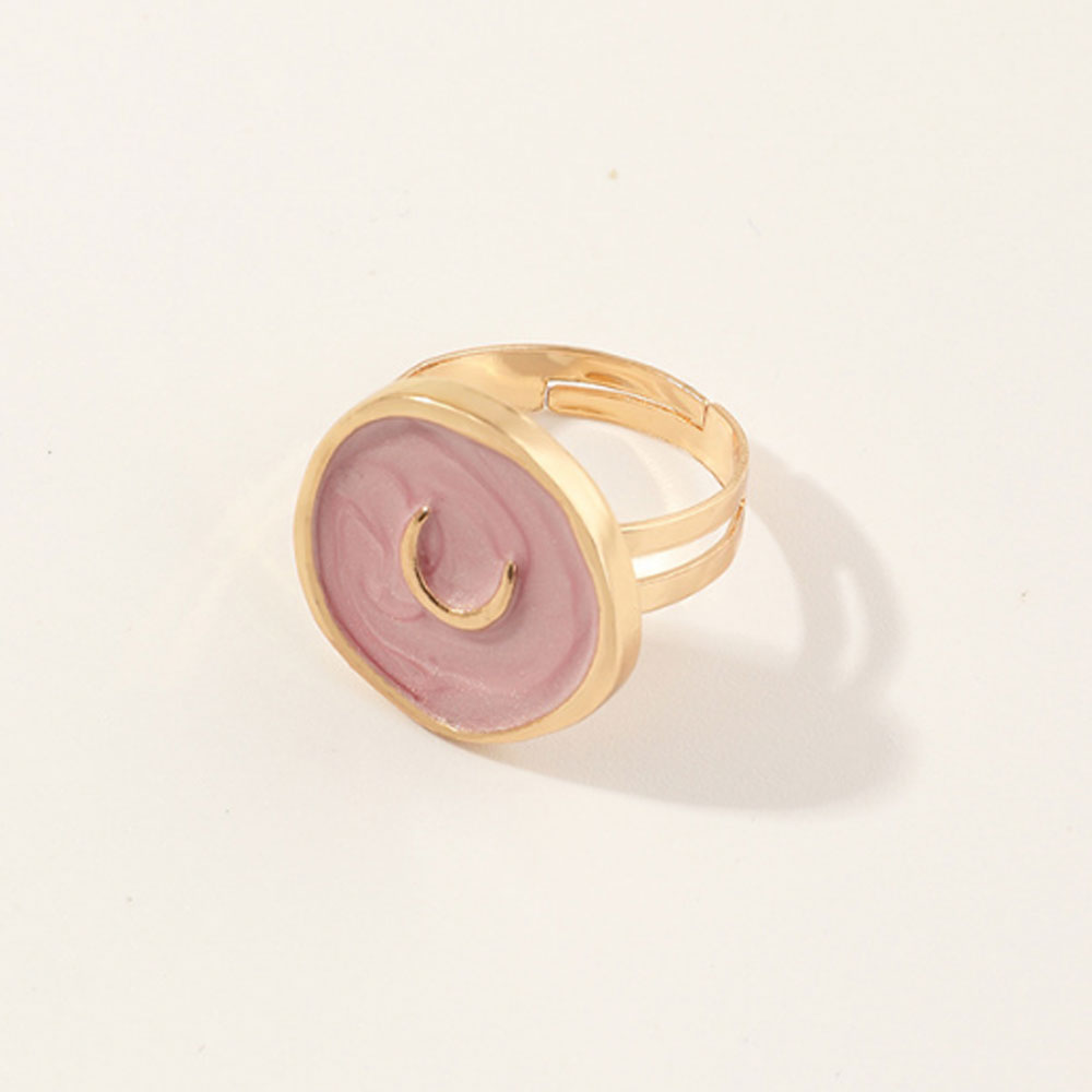 korean alloy gold plated enamel adjustable moon star lightning five pointed heart cock finger rings women jewelry