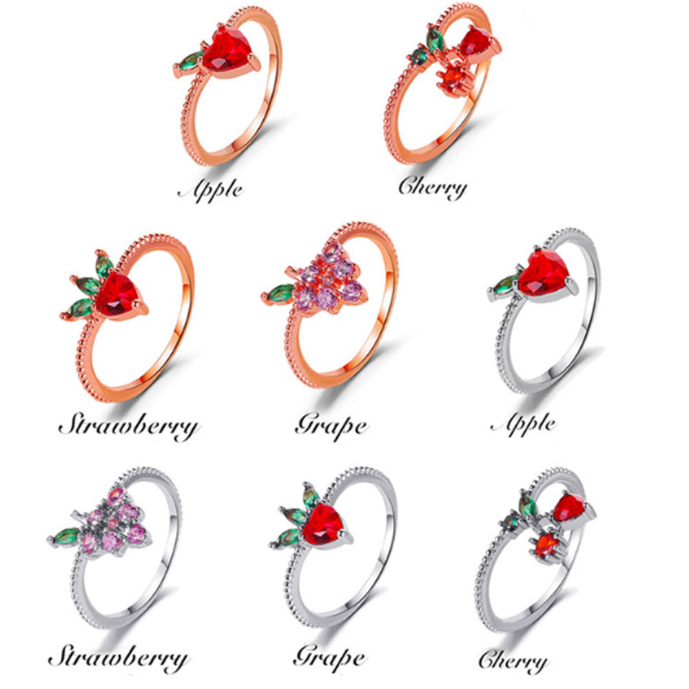 fashion brass jewelry fruit finger ring for women