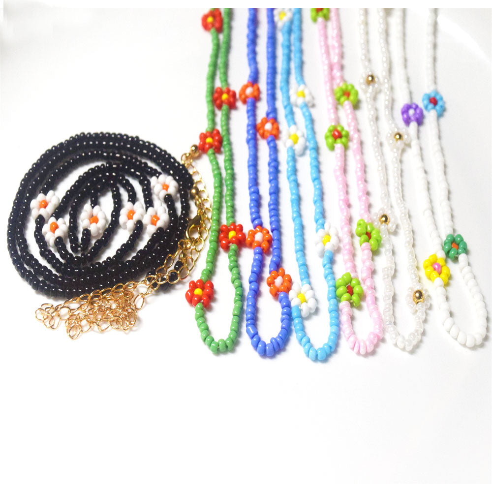 handmade glass seed beads waist belly chain daisy flower beads charm for women lobster clasp body chain jewelry