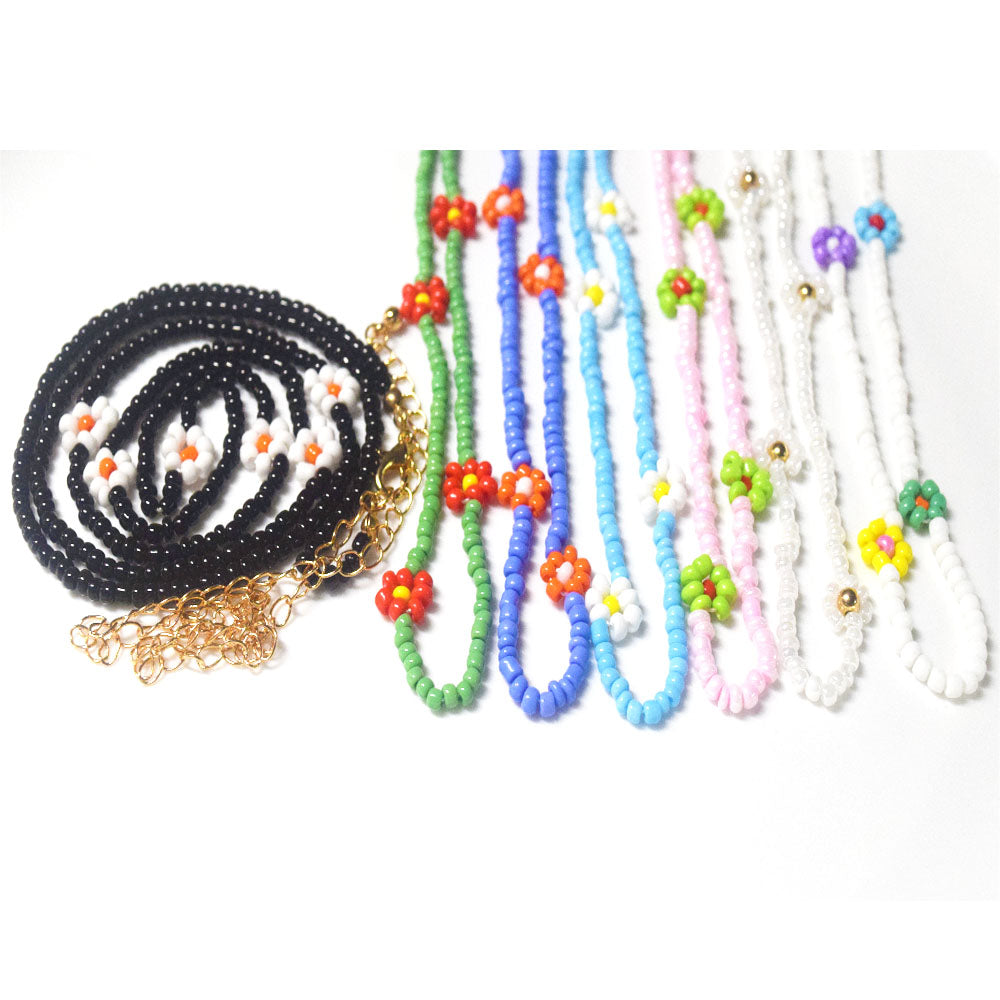 handmade glass seed beads waist belly chain daisy flower beads charm for women lobster clasp body chain jewelry