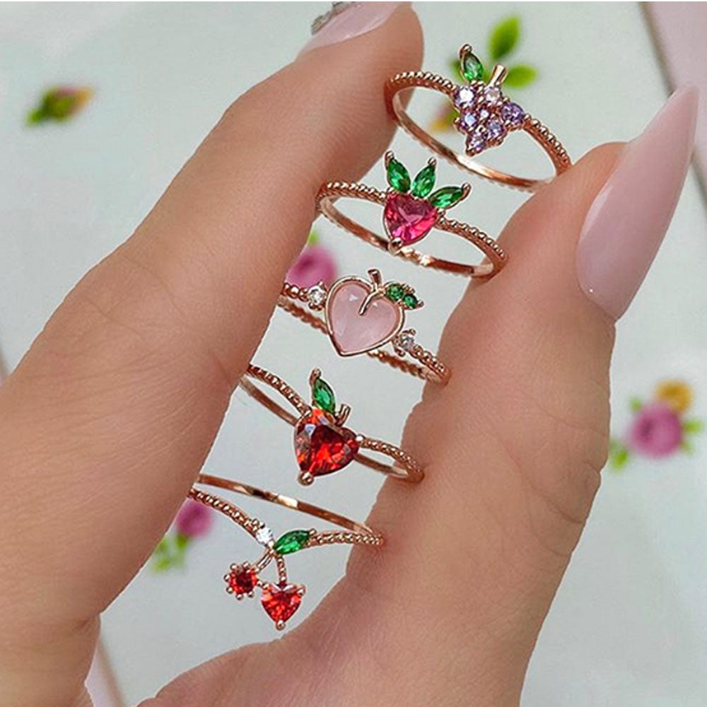 fashion brass jewelry fruit finger ring for women