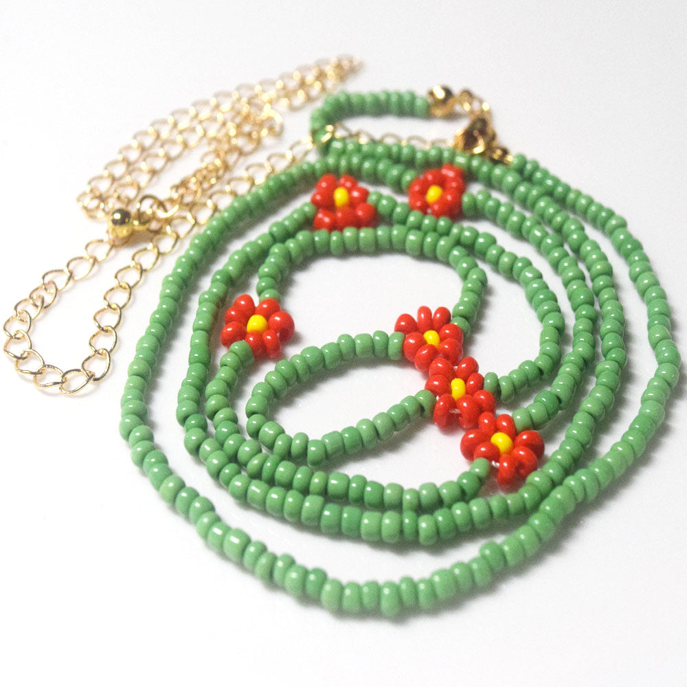 handmade glass seed beads waist belly chain daisy flower beads charm for women lobster clasp body chain jewelry