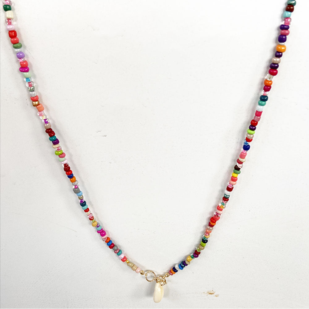handmade bohemian statement women glass seed bead beaded sea shell necklace Jewelry 75CM