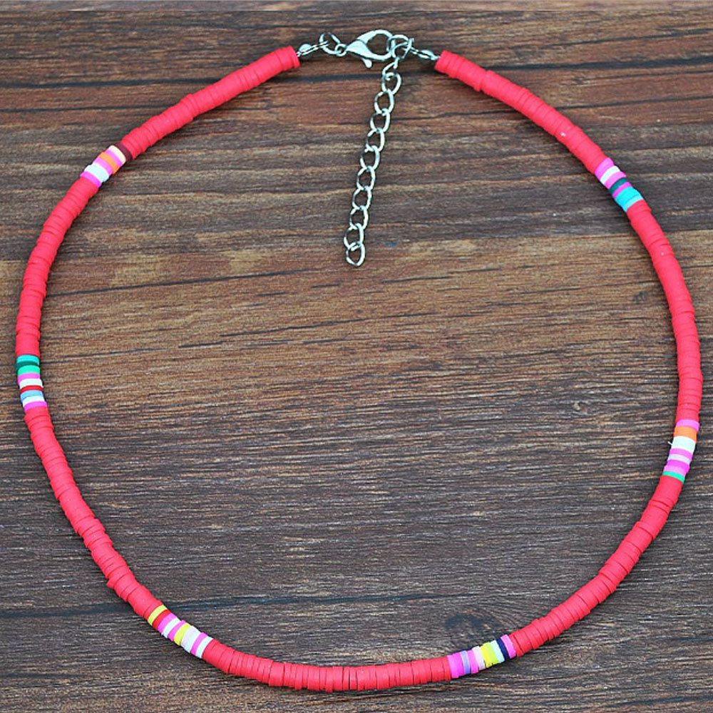 boho best friend colors 4mm soft polymer clay bead beaded fashion jewellery necklace 14 inches for girl