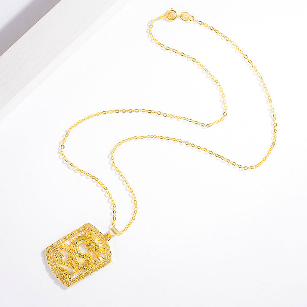 Chinese dragon necklaces brass alloy gold plated jewelry