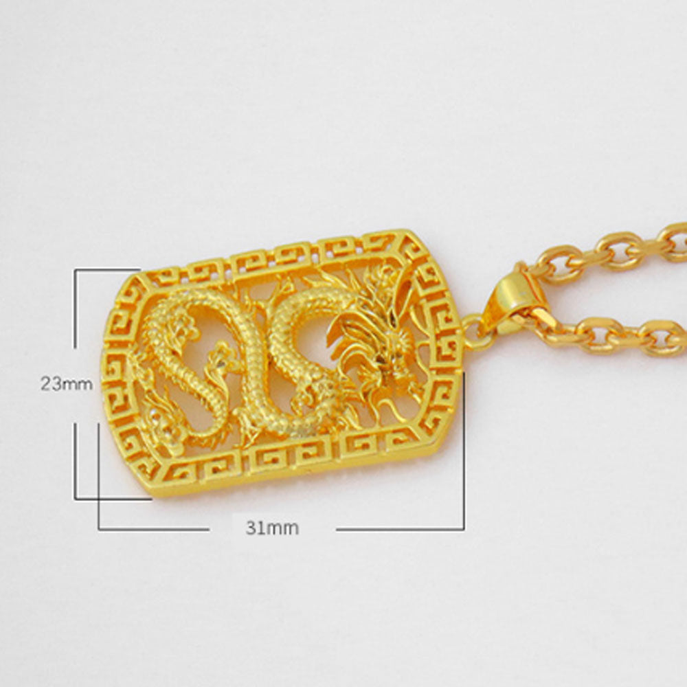 Chinese dragon necklaces brass alloy gold plated jewelry