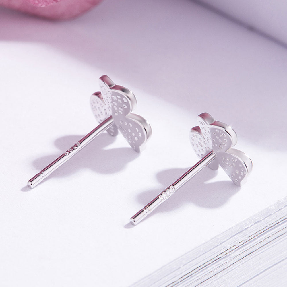 korean style mini 925 sterling silver four clover charm necklace bracelet earring and ring jewelry set