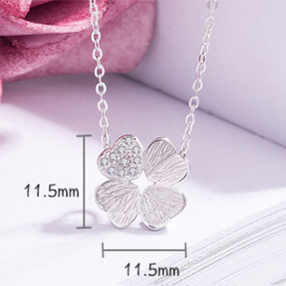 korean style mini 925 sterling silver four clover charm necklace bracelet earring and ring jewelry set