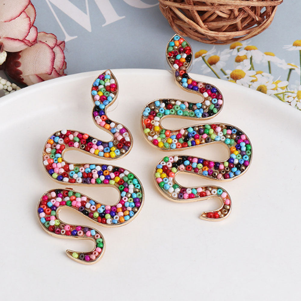 vintage glass seed beads earring snake earrings jewelry for women