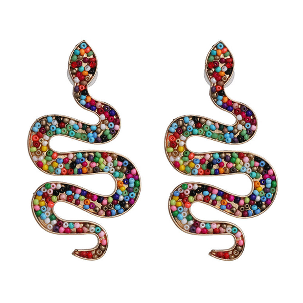 vintage glass seed beads earring snake earrings jewelry for women