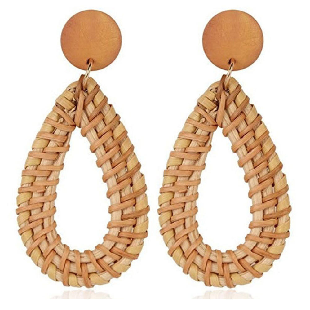 bohemian lovely geometric rattan earrings handmade for women supplies