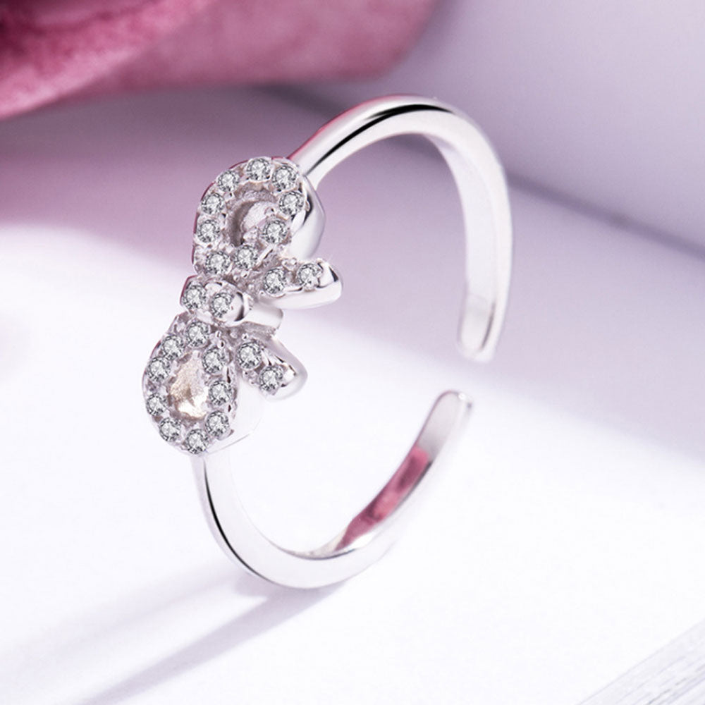 korean style mini 925 sterling silver butterfly bowknot charm necklace bracelet earring and ring jewelry set