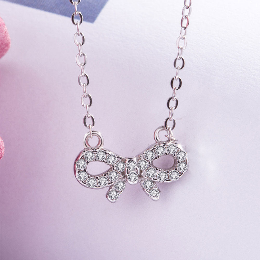 korean style mini 925 sterling silver butterfly bowknot charm necklace bracelet earring and ring jewelry set